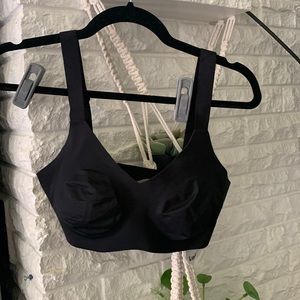Knit black padded v-neck bra wide strap